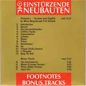 Einstürzende Neubauten - Footnotes / Bonus Tracks download free Einstürzende Neubauten - Footnotes / Bonus Tracks download mp3 flac